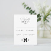 Minimal Bow Wedding RSVP Card Karte (Stehend Vorderseite)