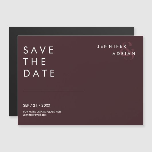 Minimal braun Siegel Moderne Hochzeit retten das D Magnetkarte (Vorne/Hinten)