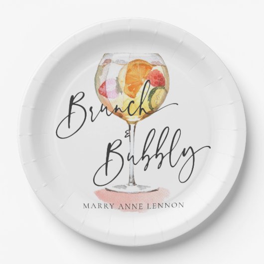 Minimal Bridal Brunch Bubbly Cocktail Party Pappteller (Vorderseite)