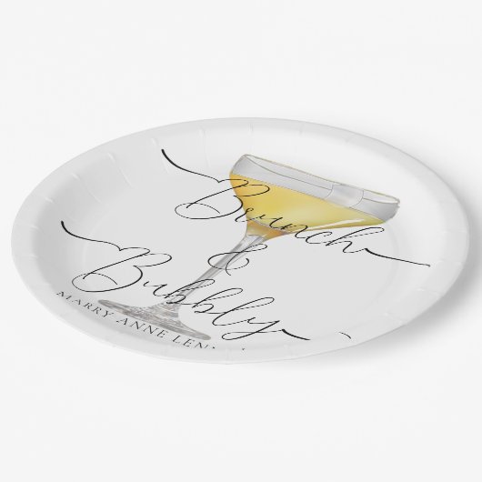 Minimal Bridal Brunch Champagner Party Pappteller (Schrägansicht)