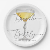 Minimal Bridal Brunch Champagner Party Pappteller (Vorderseite)
