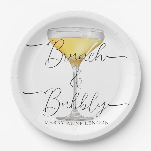 Minimal Bridal Brunch Champagner Party Pappteller (Vorderseite)