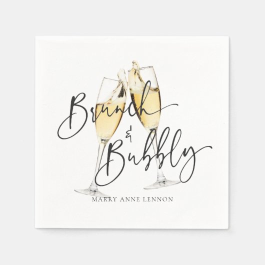 Minimal Bridal Brunch und Bubbly Napkins Serviette (Vorderseite)