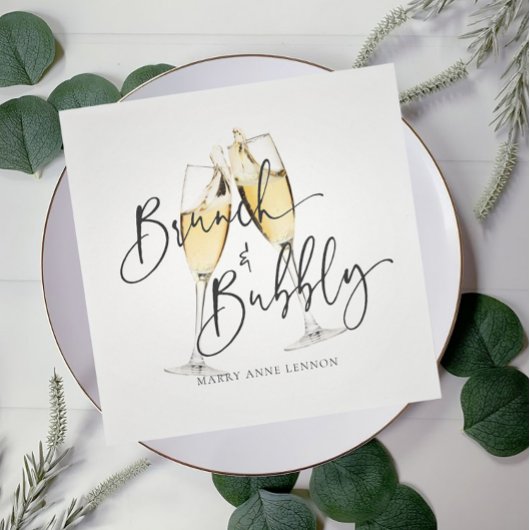 Minimal Bridal Brunch und Bubbly Napkins Serviette