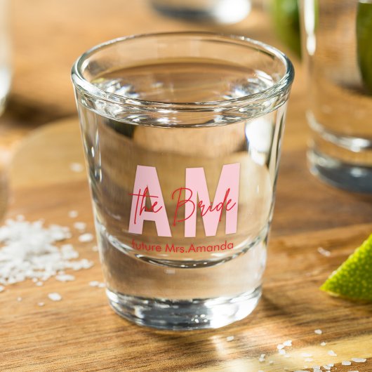 Minimal Bride | Custom Future Mrs Initials Schnapsglas