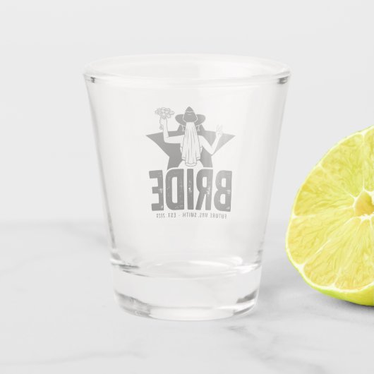 Minimal Bride Floral Schnapsglas (Rückseite)