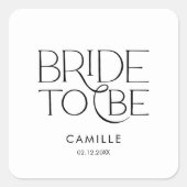 Minimal Bride to Be Bridal Shower Quadratischer Aufkleber (Vorderseite)