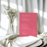 Minimal BRIGHT PINK Wedding MENU Menükarte<br><div class="desc">Diese eleganten,  modernen Hochzeitsmenükarten oder Probe Dinner-Menükarten zeichnen sich durch einen schlichten PINK-Hintergrund und ein weißes Textdesign aus. Fügen Sie Ihre Initialen oder Monogramme hinzu,  um sie komplett zu Ihrem eigenen zu machen.</div>