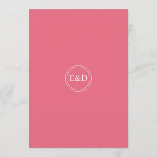 Minimal BRIGHT PINK Wedding MENU Menükarte (Rückseite)