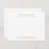 Minimal Bronze Family Name Stationery Mitteilungskarte (Vorne/Hinten)