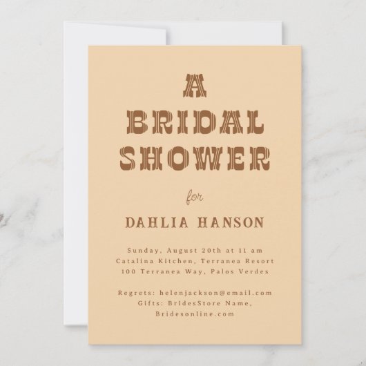 Minimal Brown Beige Western Brautparty Einladung (Vorderseite)