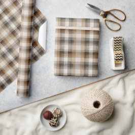 Minimal Brown Plaid Holiday Geschenkpapier