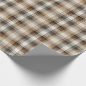 Minimal Brown Plaid Holiday Geschenkpapier (Ecke)