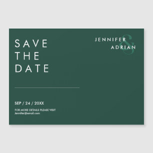 Minimal Brunswick Green Moderne Hochzeit Magnetkarte