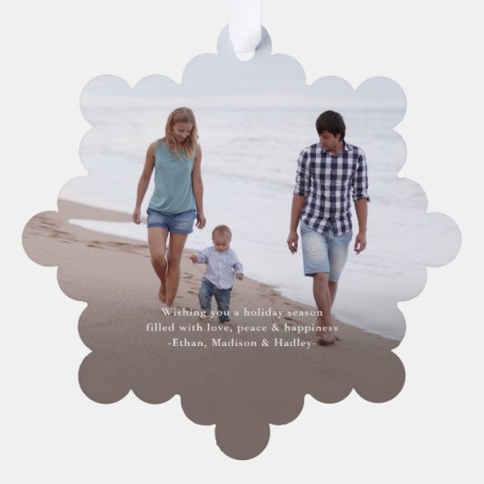 Minimal Brushed Script Frohe Weihnachten 2 Foto Ornament Karte (Rückseite)