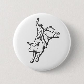 Minimal Bull Rider Line Art Western Pin Button
