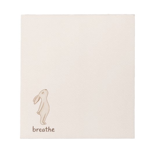 Minimal Bunny “Breathe” Notepad Notizblock (Vorderseite)