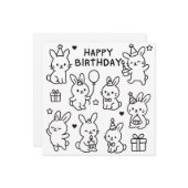 Minimal Bunny Doodle Birthday Card Karte (Vorderseite/Rückseite Beispiel)