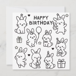 Minimal Bunny Doodle Birthday Card Karte