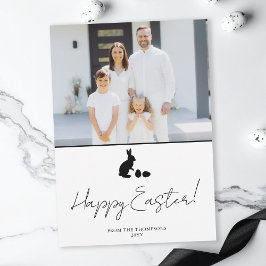 Minimal Bunny In Black And Family Photo Easter Karte