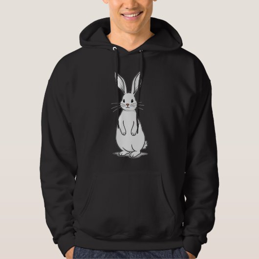 Minimal Bunny Line Art – Easter Design - moletom Hoodie (Vorderseite)