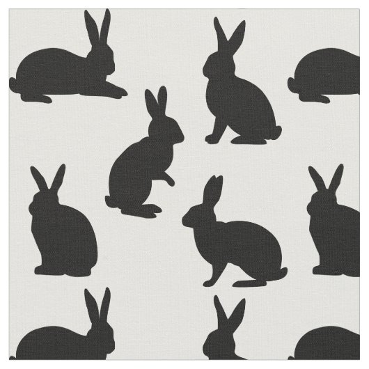 Minimal Bunny Shapes In Black Cute Easter Pattern Stoff (Nahaufnahme)
