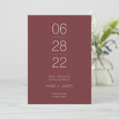 Minimal burgund elegante Typografie Save the Date Einladung (Stehend Vorderseite)