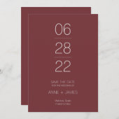 Minimal burgund elegante Typografie Save the Date Einladung (Vorne/Hinten)