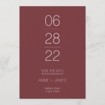 Minimal burgund elegante Typografie Save the Date