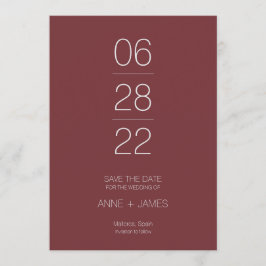 Minimal burgund elegante Typografie Save the Date Einladung