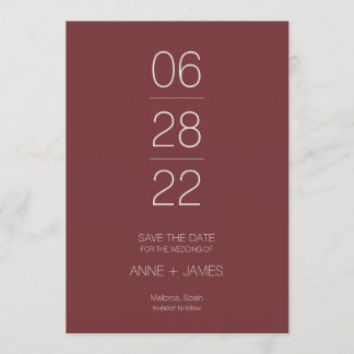 Minimal burgund elegante Typografie Save the Date Einladung