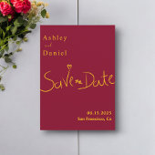Minimal Burgund und Gold Elegante schicke Hochzeit Save The Date