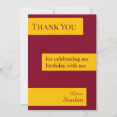 Minimal Burgund und Gold Eleganter Chic Geburtstag Dankeskarte (Vorderseite)