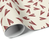 Minimal Burgundy & Cream Hearts Valentine Geschenkpapier (Rolleneckpunkt)