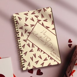 Minimal Burgundy & Cream Hearts Valentine Notizblock