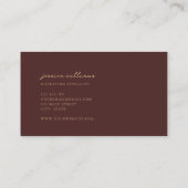 Minimal Burgundy Gold Script Visitenkarte (Rückseite)