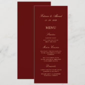 Minimal Burgundy Red Muslim Wedding Menükarte (Vorne/Hinten)