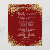 Minimal Burgundy Script Text Hochzeitstag Zeitleis (Vorne/Hinten)