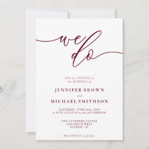 Minimal Burgundy Signature machen wir Typo Hochzei Einladung