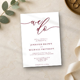 Minimal Burgundy Signature machen wir Typo Hochzei Einladung