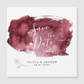 Minimal Burgundy Wasserfarbe Botanisch Magneteinladung (Vorderseite)