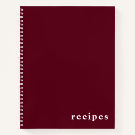 Minimal Burgundy Wine & White "Rezepte" Notebook Notizblock