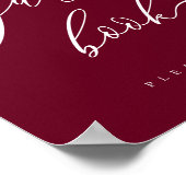 Minimal Burgundy Zeremonie Party Celebration Guest Poster (Ecke)