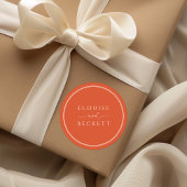 Minimal Burnt Orange Round Wedding Sticker