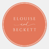 Minimal Burnt Orange Round Wedding Sticker (Vorderseite)