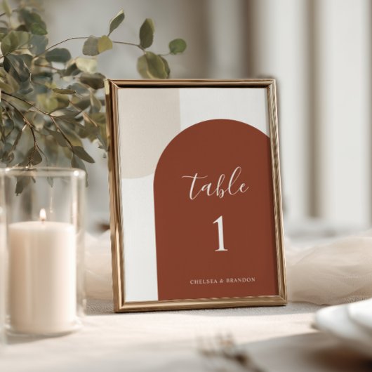 Minimal Burnt Orange Rustic Boho Arch Table Number Tischnummer