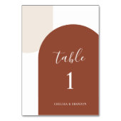 Minimal Burnt Orange Rustic Boho Arch Table Number Tischnummer (Rückseite)