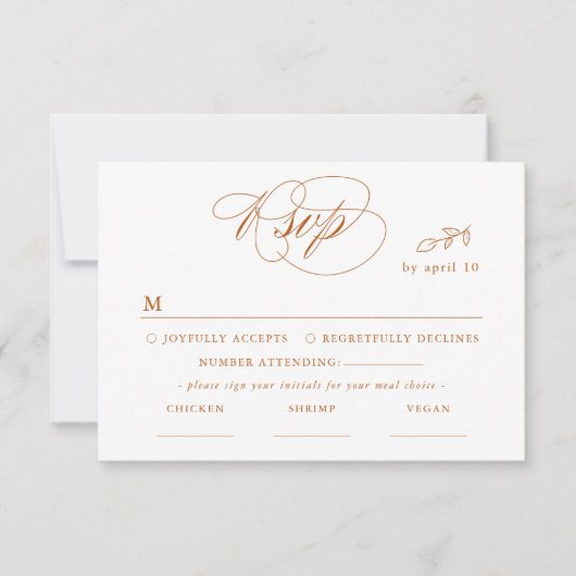 Minimal Burnt Orange Schriftart & QR Code RSVP Kar Karte (Vorderseite)