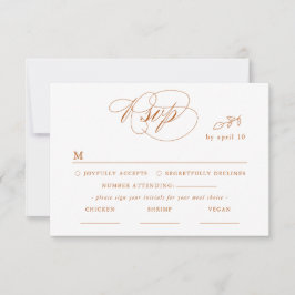 Minimal Burnt Orange Schriftart & QR Code RSVP Kar Karte