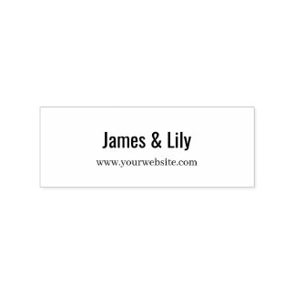 Minimal Business Address Stamp with Name & Website Gummistempel